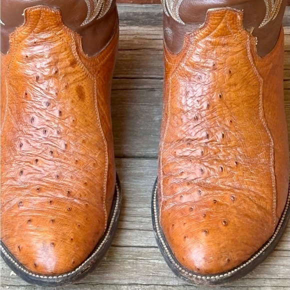 Cowtown Men's Full Quill Ostrich Brown Tan Western Cowboy Boots Sz 10D - Picture 2 of 7
